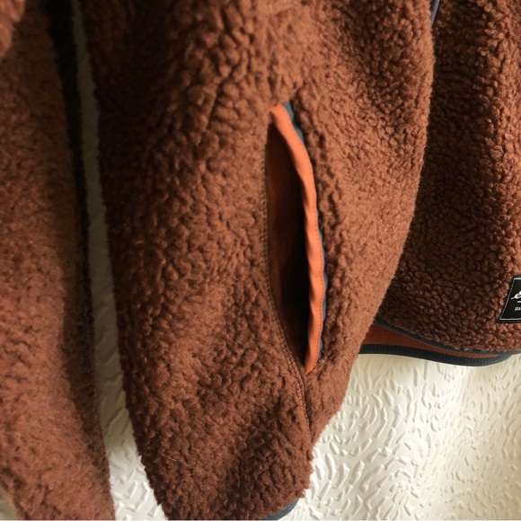 NWT Eddie Bauer Men's Chilali Faux Shearling Fleece Full Zip Cognac Jacket - Picture 8 of 16
